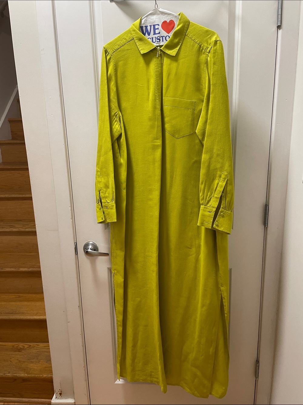 J. Crew Neon Lime Maxi Shirt Dress